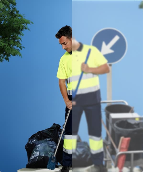 Eine Reinigungskraft beim Putzen